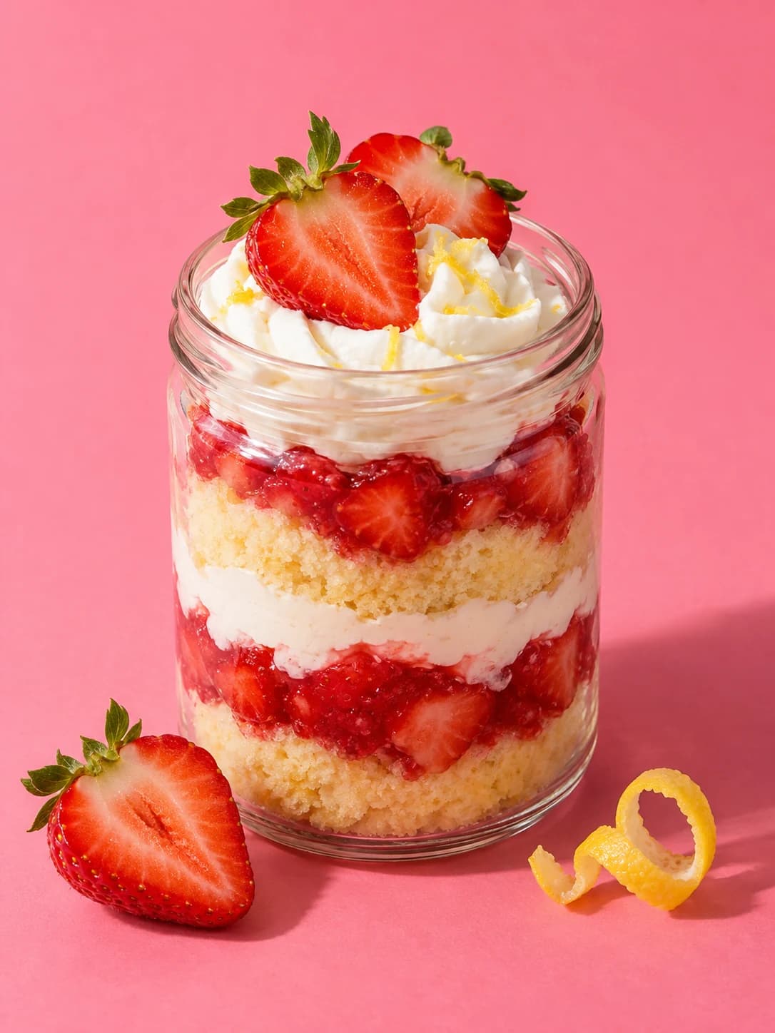 Pink Lemonade cake in a jar